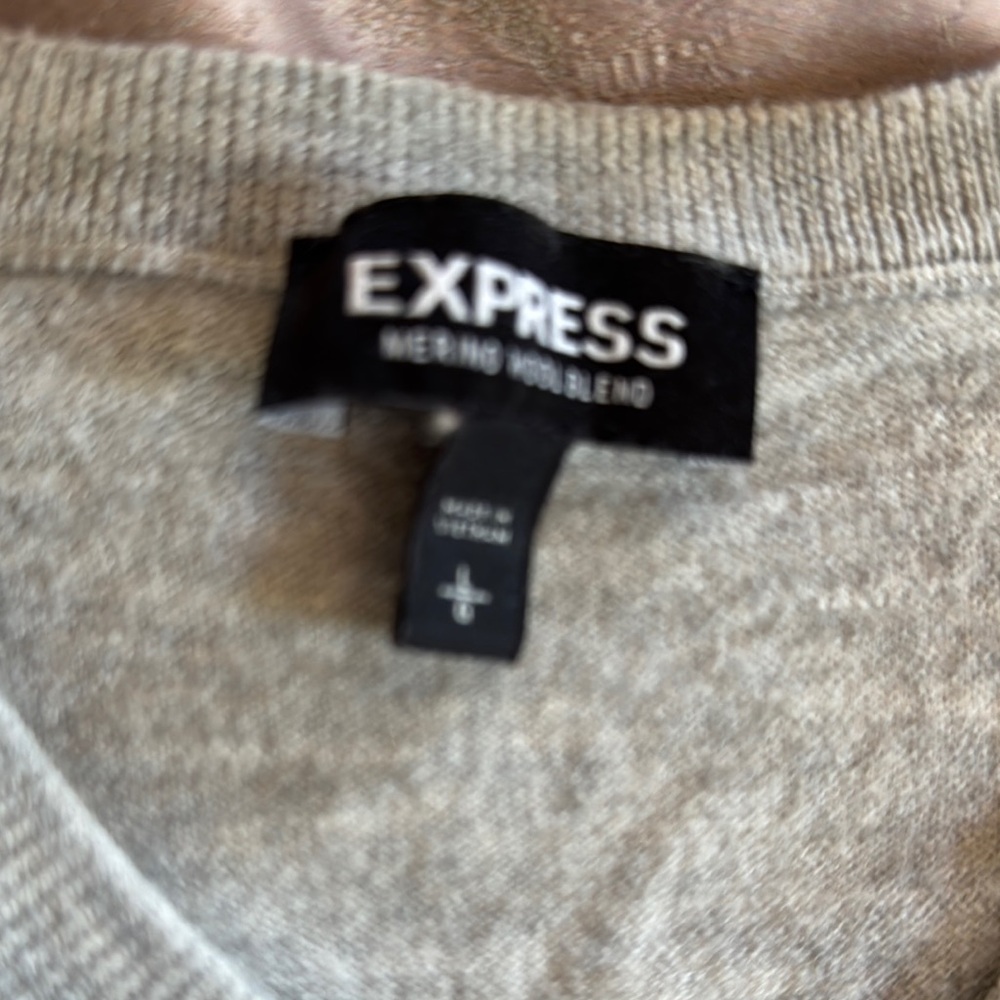 Express Gray V-Neck Sweater